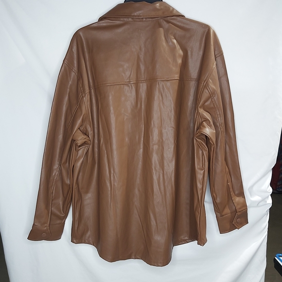 NWT- WILD FABLE BROWN LEATHER COAT - Picture 2 of 4